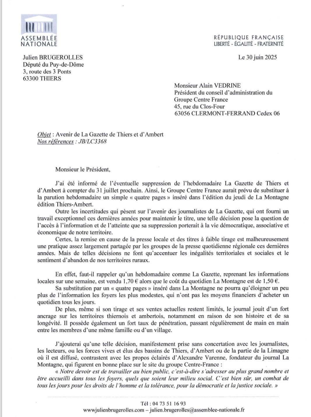 Avenir de La Gazette de Thiers et d'Ambert