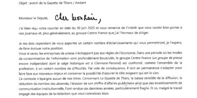 Avenir de La Gazette de Thiers et d'Ambert : réponse du Groupe Centre France La Montagne