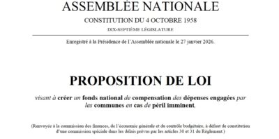 Proposition de loi visant à créer un fonds national de compensation des dépenses engagées par les communes en cas de péril imminent