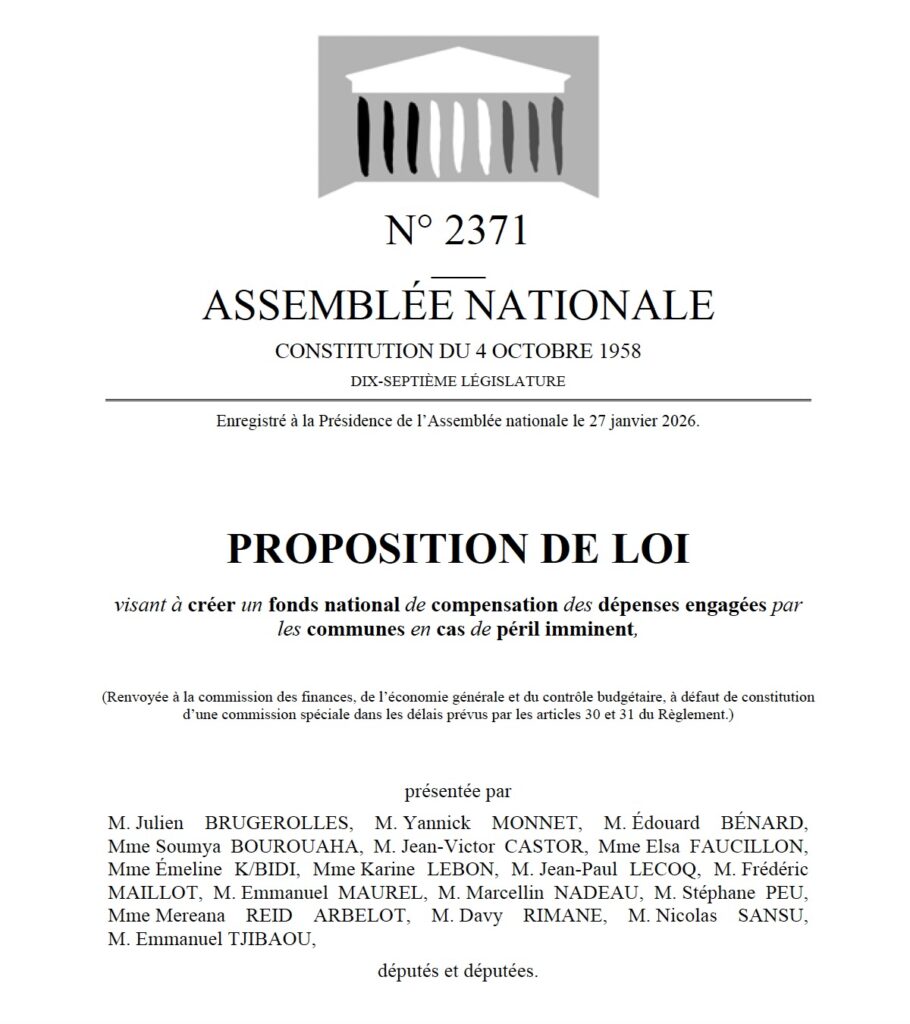 Proposition de loi visant à créer un fonds national de compensation des dépenses engagées par les communes en cas de péril imminent
