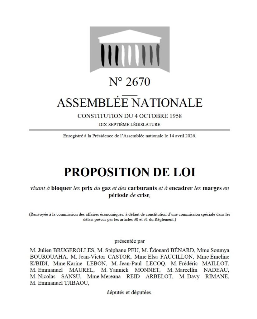 visant à bloquer les prix du gaz et des carburants et à encadrer les marges en période de crise