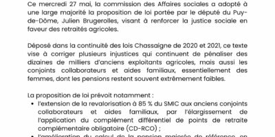 Revalorisation des petites retraites agricoles : la proposition du député Brugerolles adoptée en commission